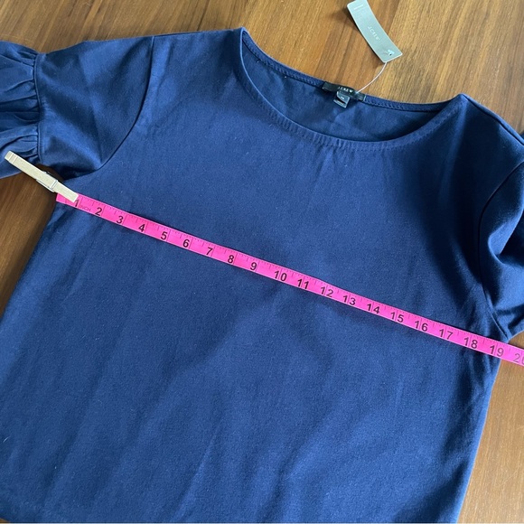 J.Crew Ruffle Sleeve Top Navy Slightly Oversized NWT Size XS - Picture 6 of 13
